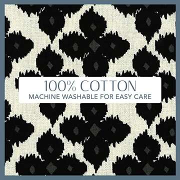 Elrene Home Fashions Everyday Casual Prints Assorted Cotton Fabric Napkins, Set of 24, 17" x 17", Black, 24 Count