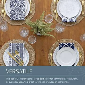 Elrene Home Fashions Everyday Casual Prints Assorted Cotton Fabric Napkins, Set of 24, 17" x 17", Black, 24 Count