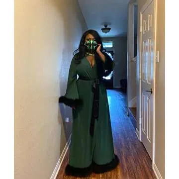 Molisa Sexy Feather Robe for Women Chiffon Long Lingerie Wedding Scarf Illusion Nightgown Bathrobe Bridal Robe Pink S/M