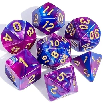 CiaraQ DND Polyhedral Dice Set with Black Bag - Perfect for Role Playing Games!