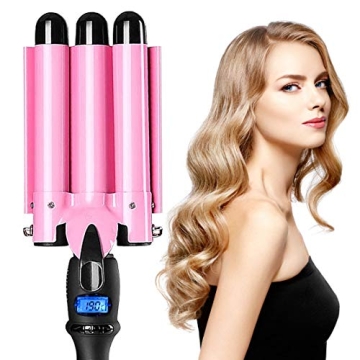 3 Barrel Curling Iron with Adjustable Temperature and Protection