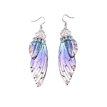Multicolored Butterfly Wing Hook Earrings Elegant Acrylic Insect Drop Earrings Crystal Dragonfly Win...