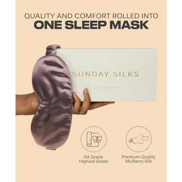 SUNDAYSILKS™ Exclusive Mulberry Silk Sleep Mask | Soft Eye Covers, Blackout Sleeping Mask for Wome...