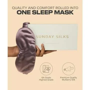 SUNDAYSILKS™ Exclusive Mulberry Silk Sleep Mask | Soft Eye Covers, Blackout Sleeping Mask for Wome...