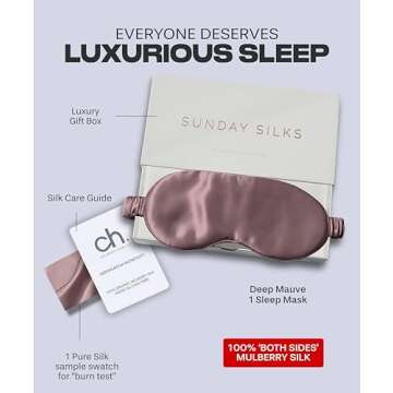 SUNDAYSILKS™ Exclusive Mulberry Silk Sleep Mask | Soft Eye Covers, Blackout Sleeping Mask for Women & Men | Silk Eye Mask for Sleep, Travel, and Relaxation | Antifaz para Dormir [Deep Muave]