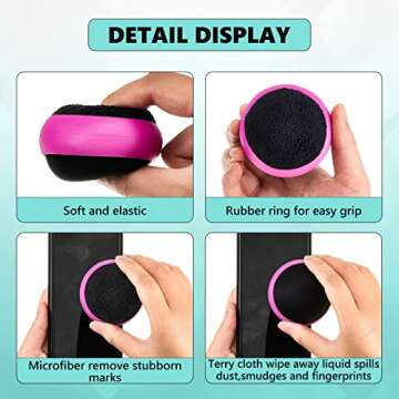 Suclain 4 Pack Touch Screen Cleaner Balls Phone Cleaning Ball Microfiber Touch Car Screen Glass Cleaner Cleaning Ball for Computer Laptop Cell Phone Monitor(Black, Blue, Rose Red, Purple)