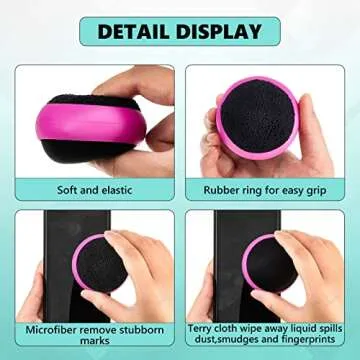 Suclain 4 Pack Touch Screen Cleaner Balls Phone Cleaning Ball Microfiber Touch Car Screen Glass Cleaner Cleaning Ball for Computer Laptop Cell Phone Monitor(Black, Blue, Rose Red, Purple)