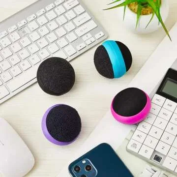 Suclain 4 Pack Touch Screen Cleaner Balls Phone Cleaning Ball Microfiber Touch Car Screen Glass Cleaner Cleaning Ball for Computer Laptop Cell Phone Monitor(Black, Blue, Rose Red, Purple)