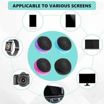Suclain 4 Pack Touch Screen Cleaner Balls Phone Cleaning Ball Microfiber Touch Car Screen Glass Cleaner Cleaning Ball for Computer Laptop Cell Phone Monitor(Black, Blue, Rose Red, Purple)