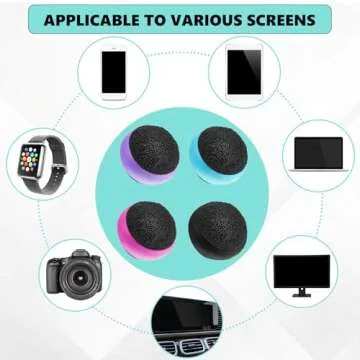 Suclain 4 Pack Touch Screen Cleaner Balls Phone Cleaning Ball Microfiber Touch Car Screen Glass Cleaner Cleaning Ball for Computer Laptop Cell Phone Monitor(Black, Blue, Rose Red, Purple)