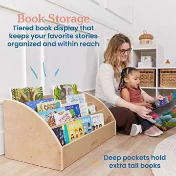ECR4Kids Toddler Book Display, Beginner Bookshelf, Natural