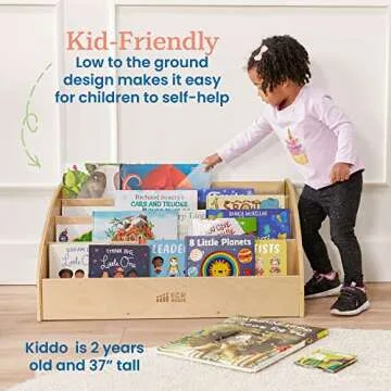 ECR4Kids Toddler Book Display, Beginner Bookshelf, Natural