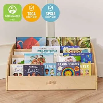 ECR4Kids Toddler Book Display, Beginner Bookshelf, Natural