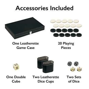 Mainstreet Classics by GLD Products 15-Inch Backgammon Board Game Set , Black/White