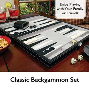 Mainstreet Classics by GLD Products 15-Inch Backgammon Board Game Set , Black/White