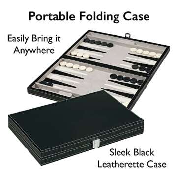 Mainstreet Classics by GLD Products 15-Inch Backgammon Board Game Set , Black/White