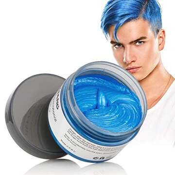 NYKKOLA Unisex Hair Wax Color Dye Styling Cream Mud, Natural Hairstyle Pomade, Washable Temporary,Party Cosplay (New Blue)