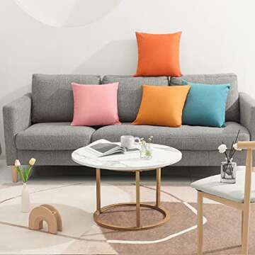 WEMEON Outdoor Waterproof Pillow Covers18x18in Set of 4, Solid Color Pillows Decorative Square Patio...