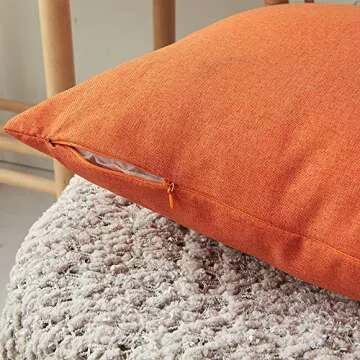 WEMEON Outdoor Waterproof Pillow Covers18x18in Set of 4, Solid Color Pillows Decorative Square Patio Furniture Pillows for Couch Patio Balcony Tent Garden(Orange/Teal)