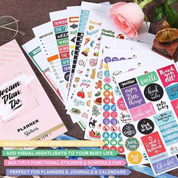 Planner Stickers Pack - 28 Sheets / 1378 Stickers, Stylish Variety Assortment Bundle Planner Accessories for Planning or Decorating Planners, Journals & Calendars, Re-stic as Special Design