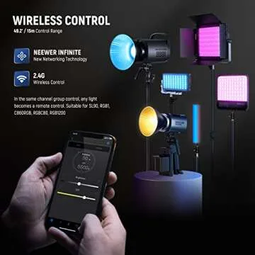 NEEWER MS60B LED Video Light 2.4G/APP Control, 65W Metal Mini Compact COB Continuous Output Lighting Spotlight 2700K-6500K, 40000lux@1m, CRI 97+/TLCI 98+, 12 Effects, PWM Dimming, Bowens Mount, Silver