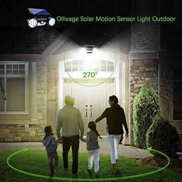 Ollivage 30 LED Solar Security Lights with Adjustable Motion Sensor - 4 Pack IP65 Waterproof Spotlig...
