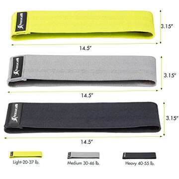 ProsourceFit Fabric Loop Resistance Bands Set with Anti-Slip Grip for Fitness Training