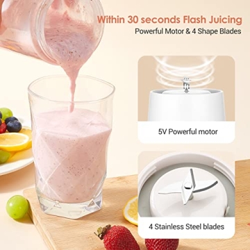 Portable 4-Blade USB Charge Mini Blender for Smoothies