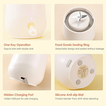 Portable 4-Blade USB Charge Mini Blender for Smoothies