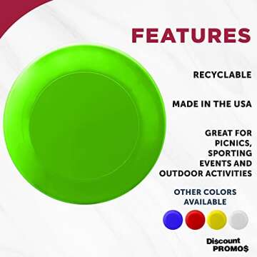 DISCOUNT PROMOS Frisbees 9.25 inch. Set of 10, Bulk Pack - Fun Outdoor Games for Adults and Family -...