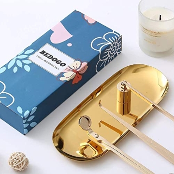 BEDOGO Flower Theme 4 in 1 Candle Accessory Set - Candle Wick Trimmer,Candle Wick Dipper,Candle Wick...