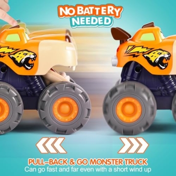 Monster Truck & Animal Cars 3-Pack for Toddlers