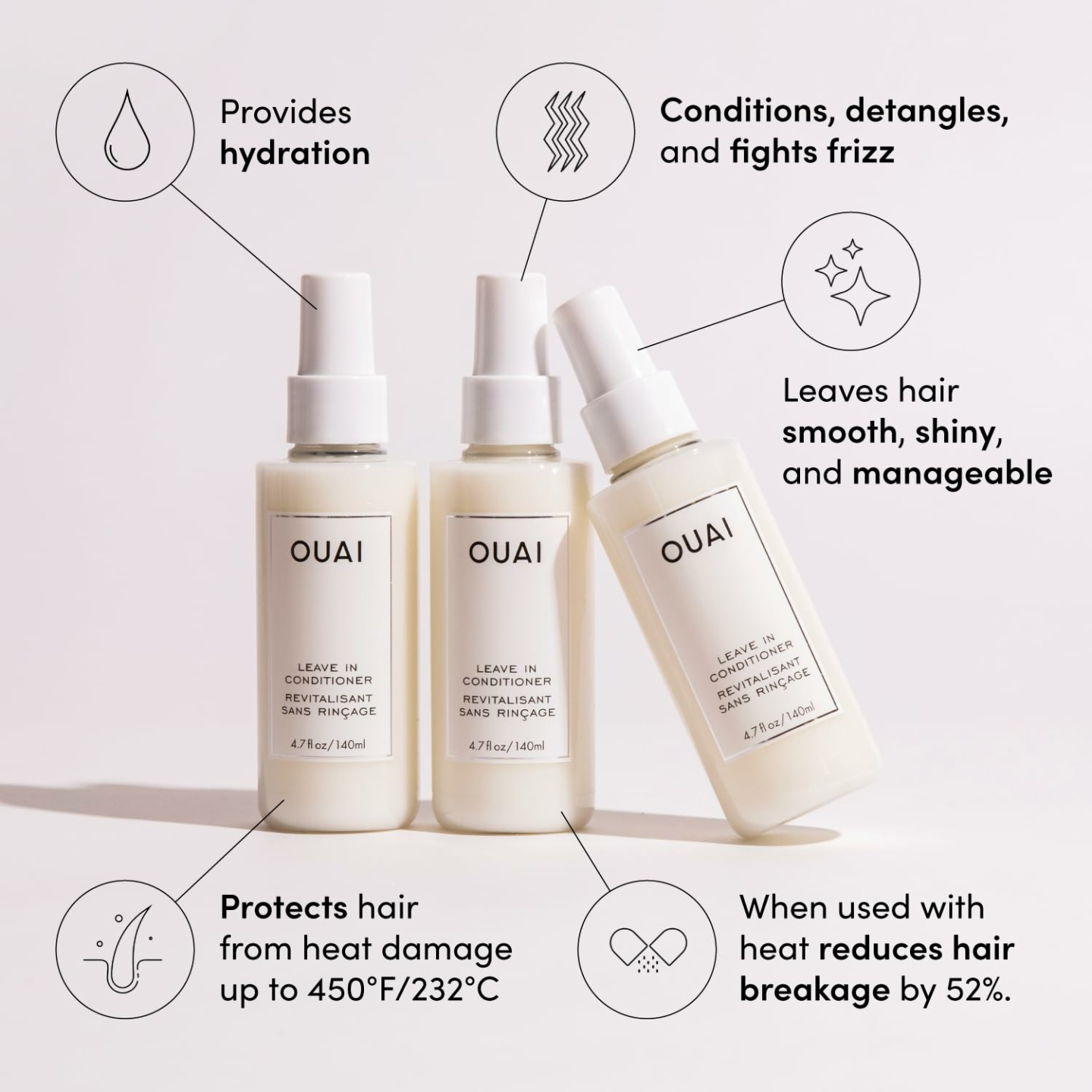 OUAI Leave In Conditioner & Heat Protectant Spray