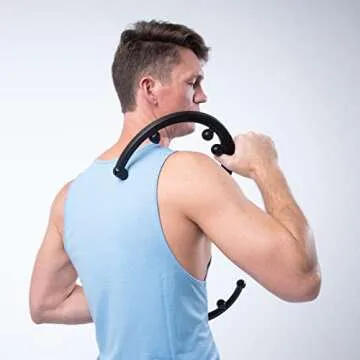 Body Back Buddy Elite – USA Made – Trigger Point Massage Tool, Shoulder Neck Back Handheld Self Massager, Manual Massage Cane, Hook, Muscle Knot Remover with Instructions, Patented (Black)