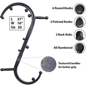 Body Back Buddy Elite – USA Made – Trigger Point Massage Tool, Shoulder Neck Back Handheld Self Massager, Manual Massage Cane, Hook, Muscle Knot Remover with Instructions, Patented (Black)
