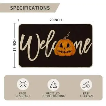Artoid Mode Black Pumpkin Halloween Welcome Doormat, Home Decor Low-Profile Switch Rug Door Mat Floor Mat for Indoor Outdoor 17x29 Inch