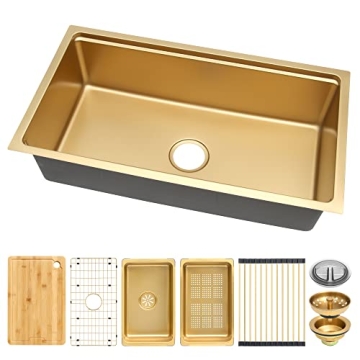 Gold Undermount Kitchen Sink - Luxury & Function 32 Inch