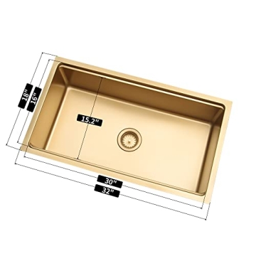 Gold Undermount Kitchen Sink - Luxury & Function 32 Inch