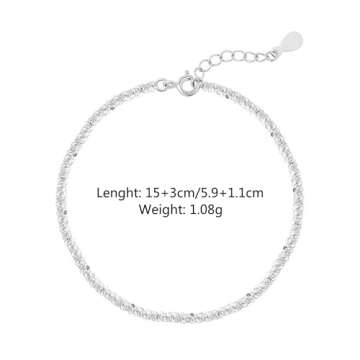 IPEPPY Dainty Shiny 925 Sterling Silver Bracelets for Women 14K Gold Plated Simple Twist Rope Chain Bracelet Minimalist Adjustable Link Charm Bracelet Jewelry Birthday Gifts for Her (Gold, 15+3cm)