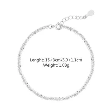IPEPPY Dainty Shiny 925 Sterling Silver Bracelets for Women 14K Gold Plated Simple Twist Rope Chain Bracelet Minimalist Adjustable Link Charm Bracelet Jewelry Birthday Gifts for Her (Gold, 15+3cm)