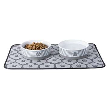 Bone Dry Paw & Patch Ceramic Pet Collection, Small Set, 4.25x2", Gray, 2 Piece