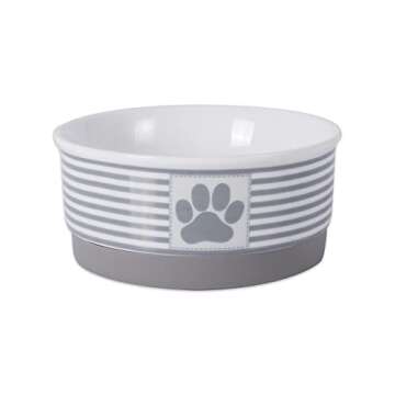 Bone Dry Paw & Patch Ceramic Pet Collection, Small Set, 4.25x2", Gray, 2 Piece