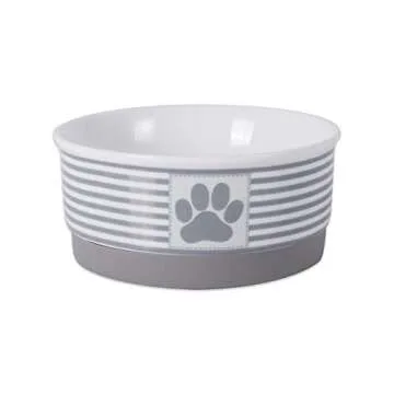 Bone Dry Paw & Patch Ceramic Pet Collection, Small Set, 4.25x2", Gray, 2 Piece