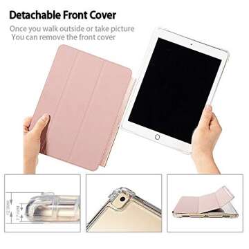 Valkit iPad Pro 12.9 Case 2017/2015 (Old Model,1st & 2nd Gen) - iPad Pro 12.9 Inch Cover with Pencil Holder Smart Folio Stand Protective Translucent Frosted Back Cases with Auto Wake/Sleep,Rose Gold