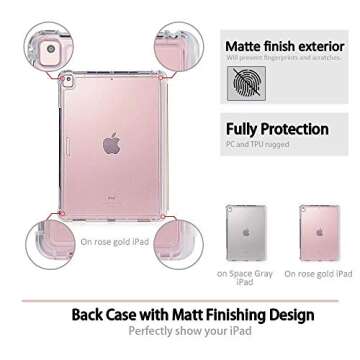 Valkit iPad Pro 12.9 Case 2017/2015 (Old Model,1st & 2nd Gen) - iPad Pro 12.9 Inch Cover with Pencil Holder Smart Folio Stand Protective Translucent Frosted Back Cases with Auto Wake/Sleep,Rose Gold