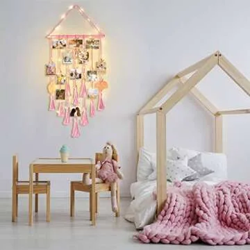 Charming Hanging Photo Display with Lights for Girls