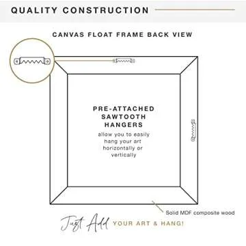 MCS Canvas Float Frames 12x12 Frame, Black Square Frame for Finished Canvases, Vertical & Horizontal Wall Hanging Frame for Canvas Paintings (1-Pack)