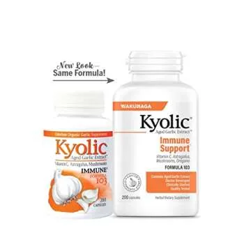 Kyolic Aged Garlic Extract Formula 103 Immune Support, 200 Capsules (Packaging May Vary)