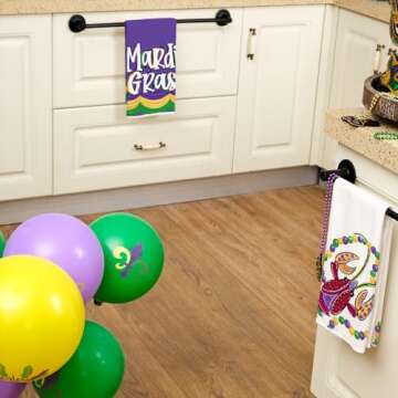 ARKENY Mardi Gras Kitchen Towels for Mardi Gras Decor Crawfish Decorations Beads Dish Towels 18x26 Inch Bar Drying Cloth Tea Sign Hand Towel for Mardi Gras Carnival Decorations Set of 2 AD051