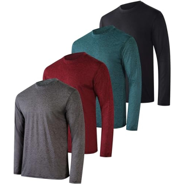 Men’s Long Sleeve Active Shirts 4 Pack - UV Protection
